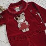 Macacão Bebê menina com pala ursinhas na cor vermelha
