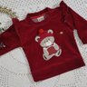 Conjunto Infantil Menina calça sarruel e blusa com babados na cor vermelha