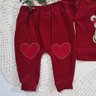 Conjunto Infantil Menina calça sarruel e blusa com babados na cor vermelha