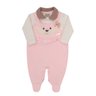 Macacão Jardineira Bebê Menina na cor rosa