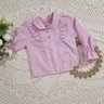 Conjunto Jeans Infantil Menina Calça na cor jeans Camisa em tecido plano na cor rosa