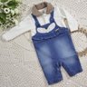 Macacão Jeans Jardineira Bebê Menina na cor jeans