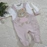 Macacão Jardineira Bebê Menina na cor Rosa Pó