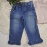 Conjunto Infantil Menina com calça jeans e cropped na cor rosa pó