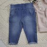 Conjunto Jeans Infantil Menina com calça jeans e blusa na cor rosa pó com tule