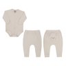 Conjunto com Body Bebê Neutro com calça Saruel na cor creme