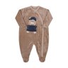 Macacão Bebê Menino fleece na cor caqui