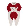 Macacão Bebê Menina em plush na cor creme com vermelho