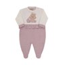 Macacão Bebê menina na cor lavanda com creme
