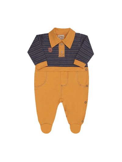 Macacão bebe menino na cor Mostarda