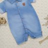 Macacão curto jeans bebe menino na cor jeans
