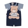 Macacao curto jardineira bebe menino na cor marinho