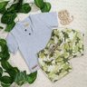 conjunto moletom infantil menino camiseta em malha listrada shorts em moletom camuflado