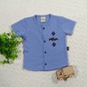 Conjunto infantil jeans menino camisa em malha na cor azul jeans shorts jeans