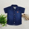 Camisa jeans infantil menino na cor jeans