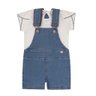 Jardineira jeans infantil com blusa em malha trico na cor off