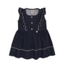 vestido jeans infantil menina com babados e trabalhado de picueta na cor jeans