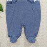 Macacao bebe menino em piquet azul jeans com malha branca