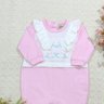 Macacão bebe menina na cor rosa com pala bordada2