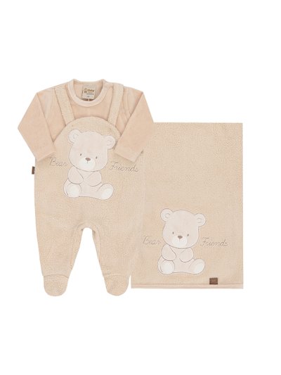 6984 saida maternidade unissex em meltom e plush na cor bege