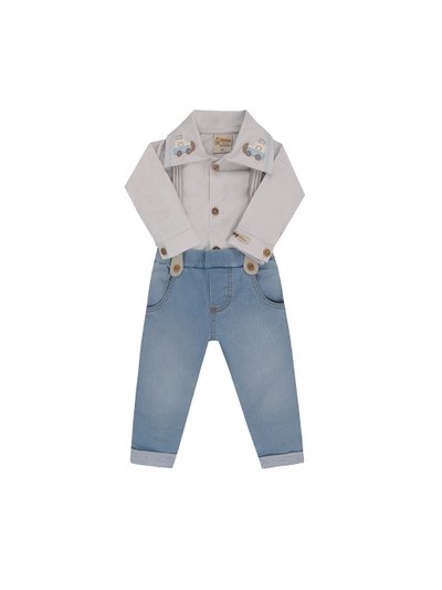 6883 conjunto menino 3 pecas body camisa em tecido plano calca jeans e suspensorio 2