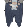 6889 jardineira com body bebe menino jardineira plush canelado body plush mescla 3
