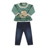 6972 conjunto menina bata plush canelado com tule calca jeans 2