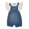 8036 jardineira jeans infantil menina com camiseta cerejinha 1